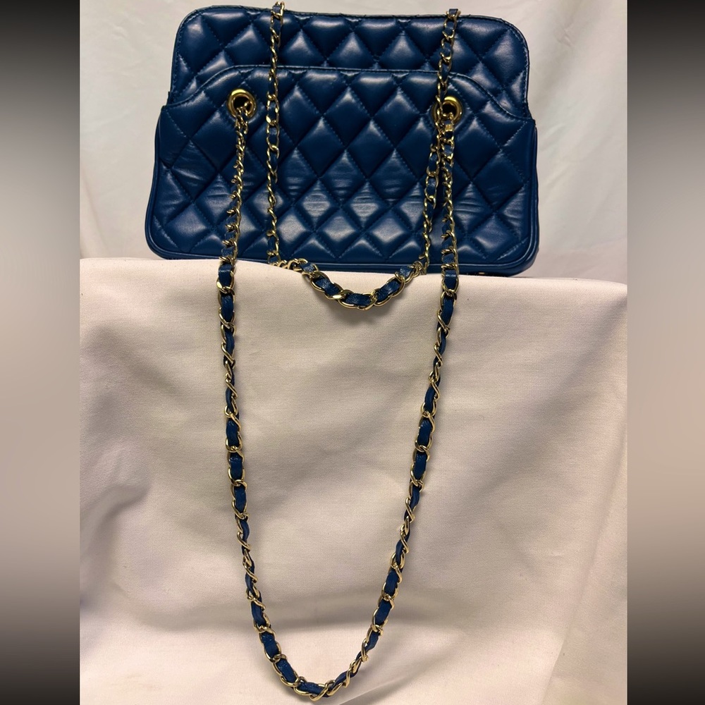 Royal blue Ashneil handbag w/ gold hardware